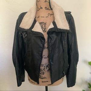 H&M Faux Leather Aviator Jacket. Size 4